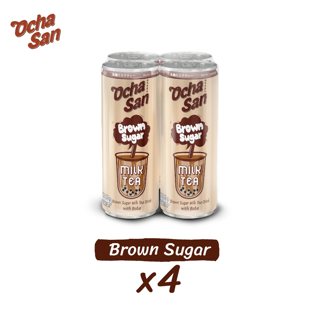 ชานมไข่มุกโอฉะซัง(ขนาด 230 มล.) สูตรบราวน์ชูการ์ 4 กระป๋อง