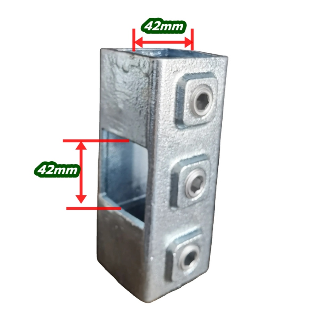 AMZ ข้อต่อสี่ทางบวก กัลวาไนซ์ ข้อต่อเหล็กกล่อง ขนาด 1 1/2 x 1 1/2 นิ้ว งานโครงสร้าง ชั้นวางของ