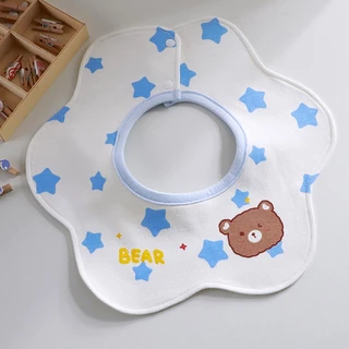 Babyonline(R121)G3-OF4(ส่งด่วน1วัน)ผ้าซับน้ำลายเด็กแรกเกิดแบบคอบรอบคอผ้า2ชั้น กันน้ำ มีกระดุมปรับได้