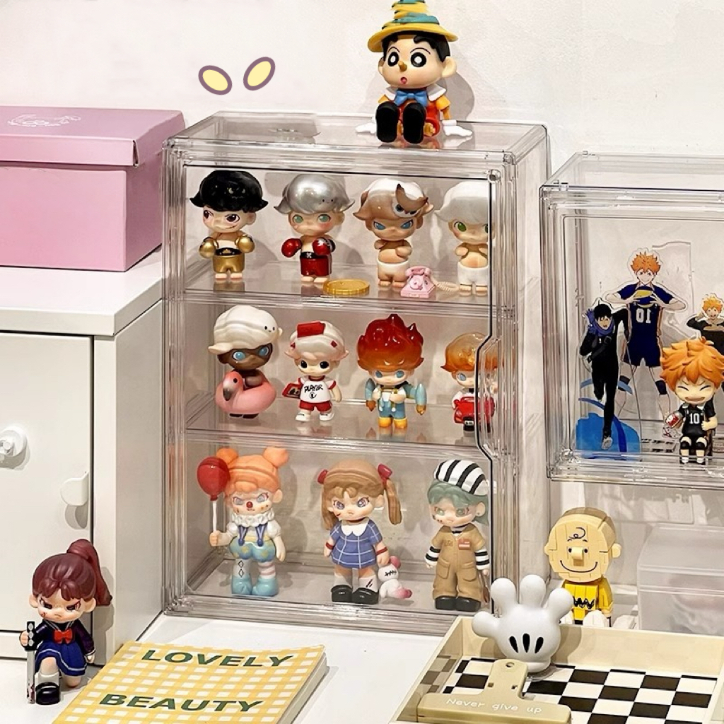 กล่องใส่ของ ชั้นวางเครื่องสําอาง ชั้นโชว์โมเดล กล่องอะคริลิคใส ชั้นวางของ แบบแขวนผนัง  ประตูแม่เหล็ก Cutieworld