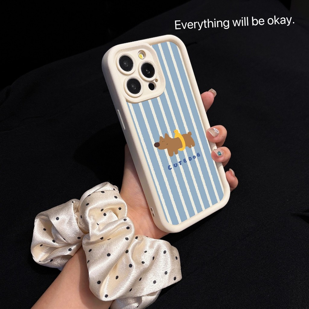 ซื้อ1แถม1 เคสไอโฟน13 7 8 11 12 14 15 16 16Pro 16Plus 16ProMax X XS XR cute dog แถบ สุนัข soft กันกระแทก iPhone Case
