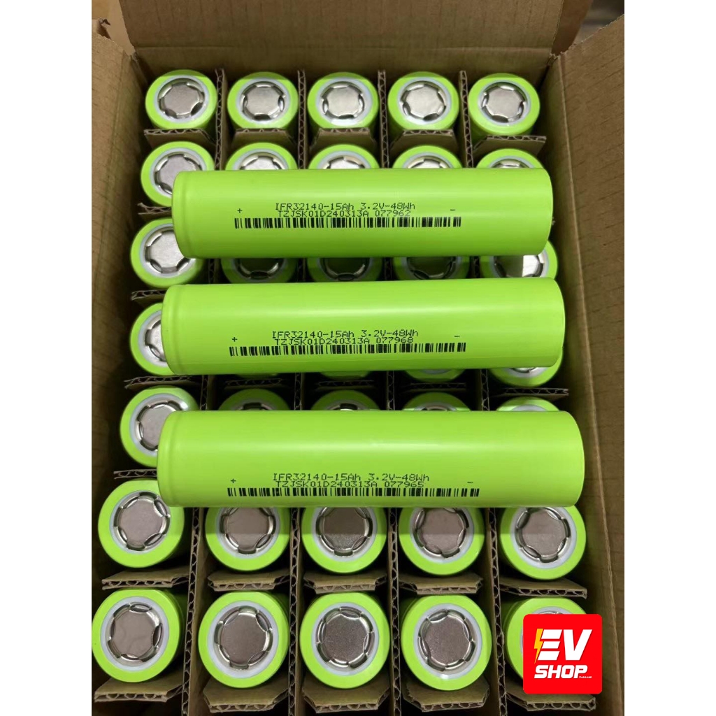 แบตเตอรี่ลิเธียมฟอสเฟส 3.2V 15Ah LifePo4 32140   ความจุ 15Ah  ขายยกลัง 40 ก้อน