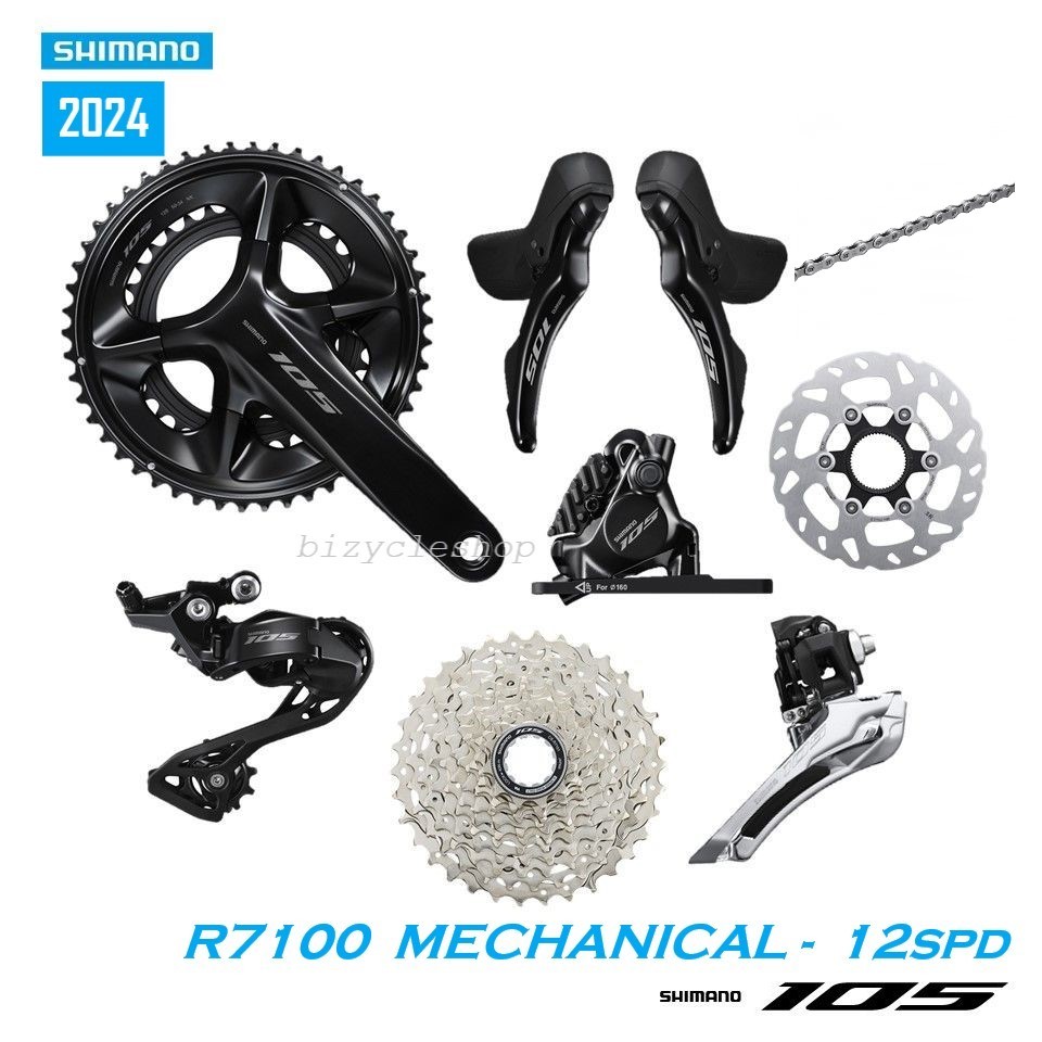 SHIMANO 105 R7100 Groupset , DISC BRAKE, 12-SPD Mechanical ชุดเกียร์ดิสค์เบรค 12 สปีด
