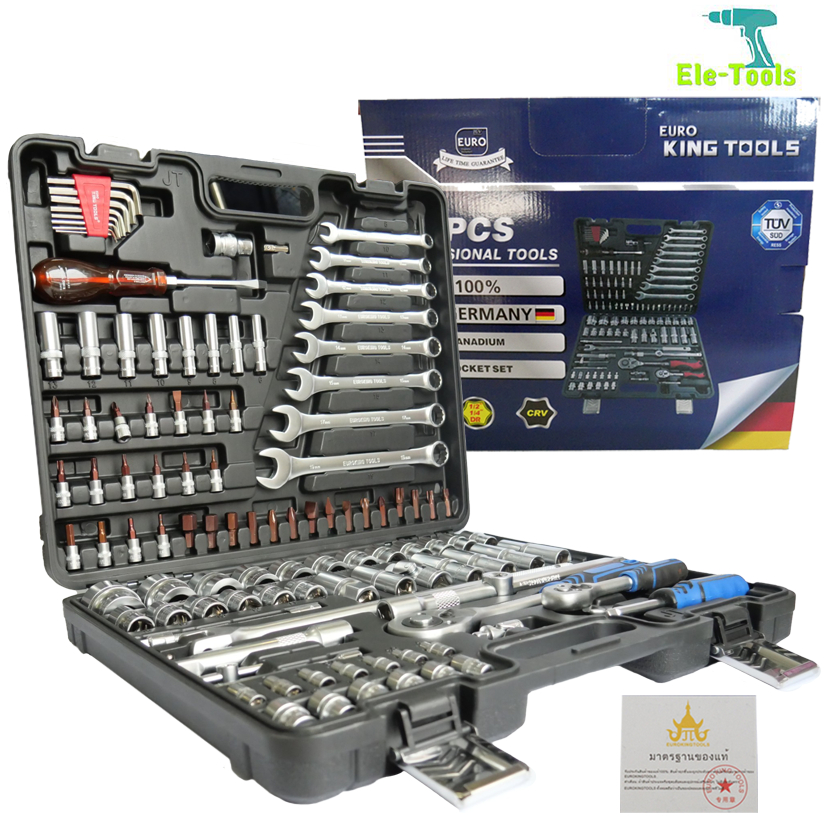 EURO KING TOOL บล็อกชุด รุ่น 111 ขนาด 1/2"-1/4"นิ้ว พร้อมชุดเครื่องมือ 111 ชิ้น ของแท้