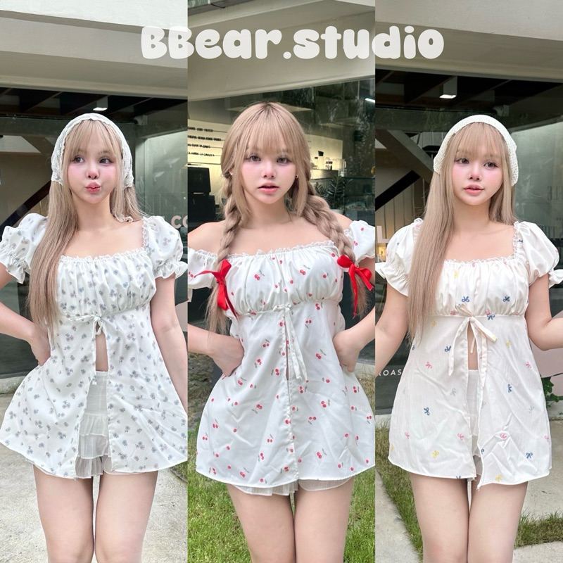 Nusa styles มินิเดรสแต่งลูกไม้ แขนตุ๊กตา