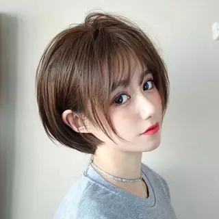 วิกผมสั้น น่ารักมาก เหมาะสำหรับใบหน้ากลม แถมเน็ต​คลุมผม​ ผมนิ่ม​ ฟรีตาข่ายคลุมผม