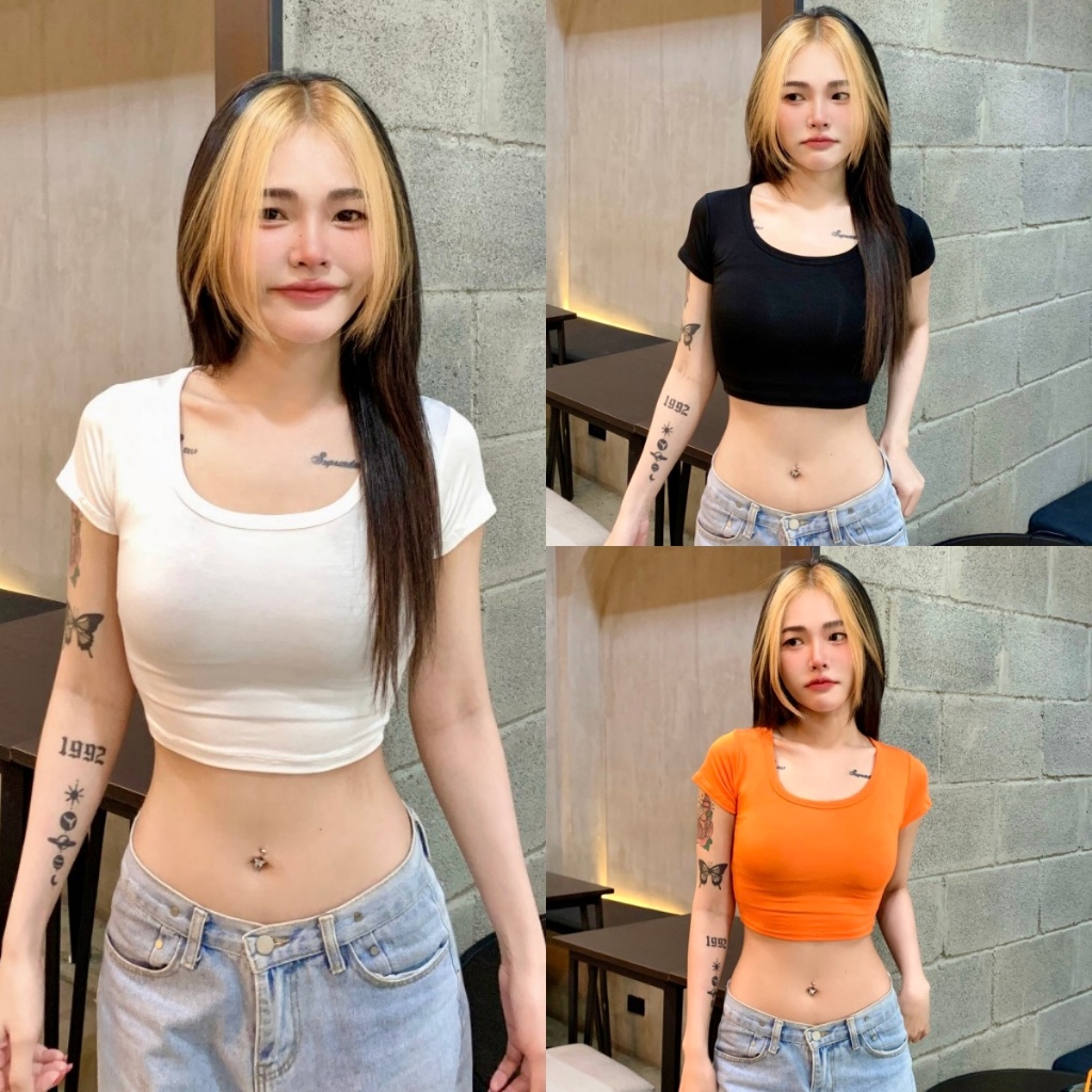 ครอปเซ็กซี่ เสื้อครอปท็อป เเมชท์ง่าย คอกลม เเบบสั้น ลอยเอว #020262 – โปรปัง