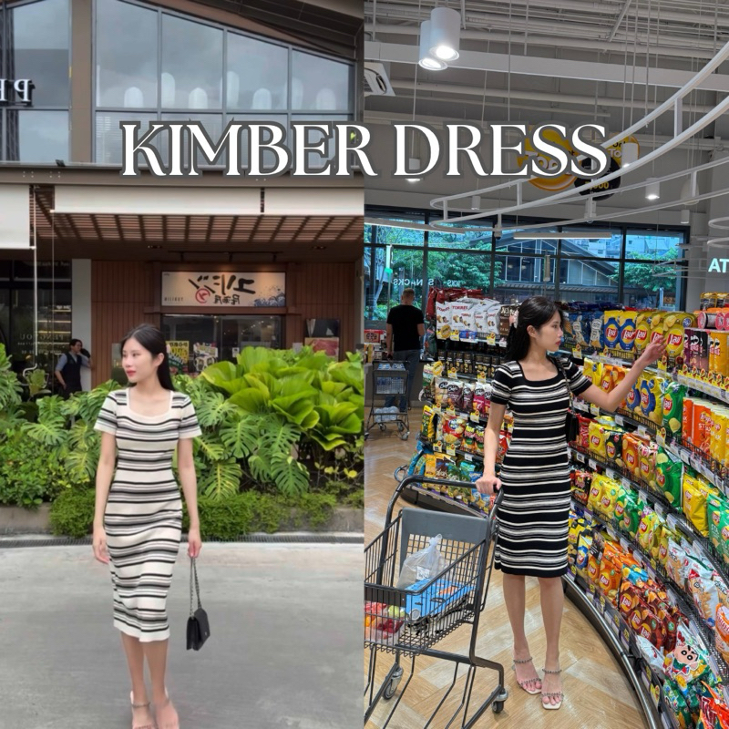 KANYA - Kimber Dress เดรสไหมพรม ดีเทลลายทาง (8C-8D)