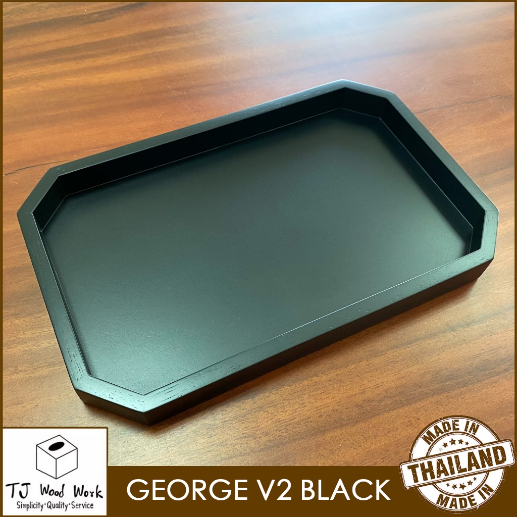 WOOD SERVING TRAY GEORGE V2 BLACK ถาดไม้ ถาดเสิร์ฟ ถาดเสริฟ จานไม้ ทรงสี่เหลี่ยมผืนผ้า ถาดใส่ของ ถาดใส่ของ