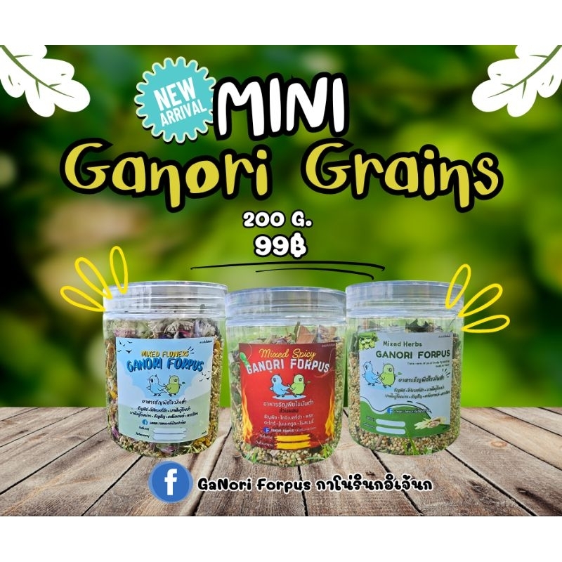 อาหารธัญพืชไขมันต่ำ GaNori Grains (อาหารนก/อาหารนกแก้ว/ฟอพัส/ค้อกคาเทล/หงส์หยก/เลิฟเบิร์ด/ไลโอเลต) - 200 กรัม