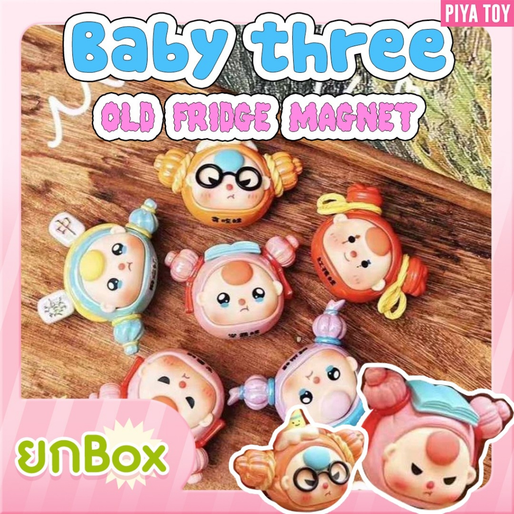 พร้อมส่ง Baby three Old Fridge Magnet (ยกBox มี18 จุ่ม) โมเดลหัวเด็กหญิงสุด Cute
