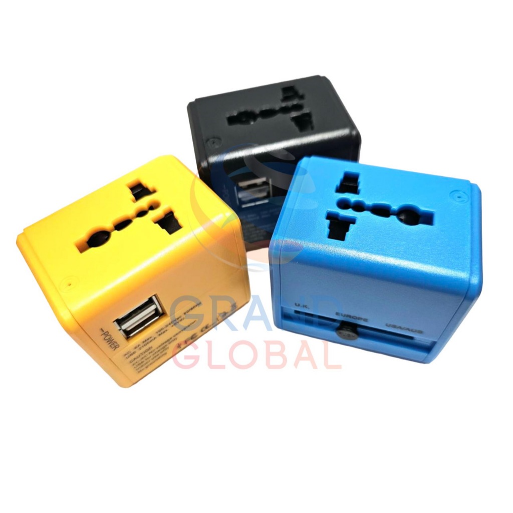 Universal adaptor 2100 mA ปลั๊กอแดปเตอร์ ช่อง USB 2 ช่อง ปลั๊กแปลงไฟ ปลั๊กเสียบไฟ รอบโลก ปลั๊กแปลง แปลงหัว พกพา