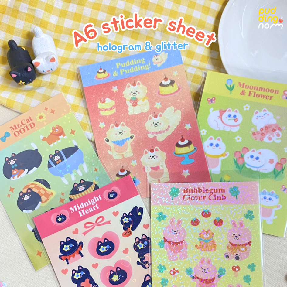 ✨A6 Stickers (Hologram/Glitter)✨ สติกเกอร์ไดคัทขนาด A6
