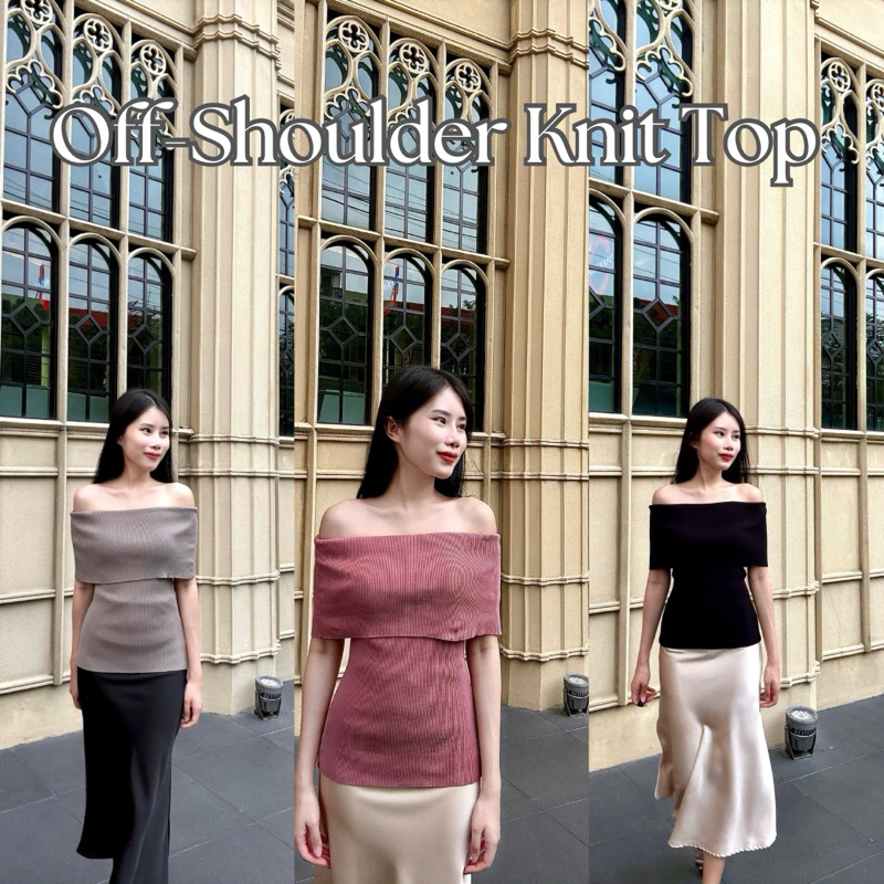 KANYA - Off-Shoulder Knit Top เสื้อไหมพรมปาดไหล่ (6A) / (15E-15G)