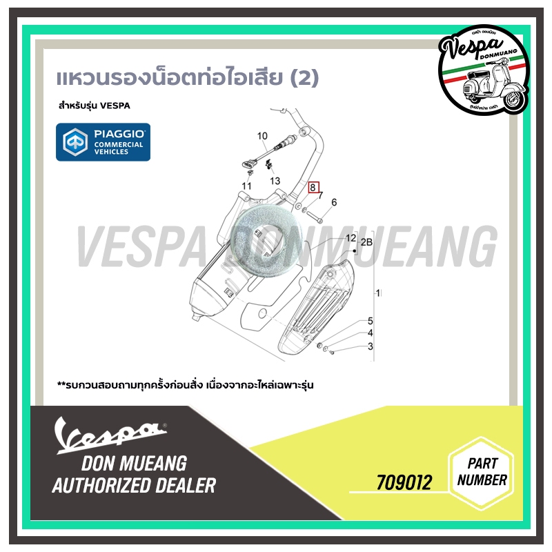 แหวนน็อตท่อไอเสีย น็อตยึดท่อไอเสีย สำหรับรุ่น VESPA