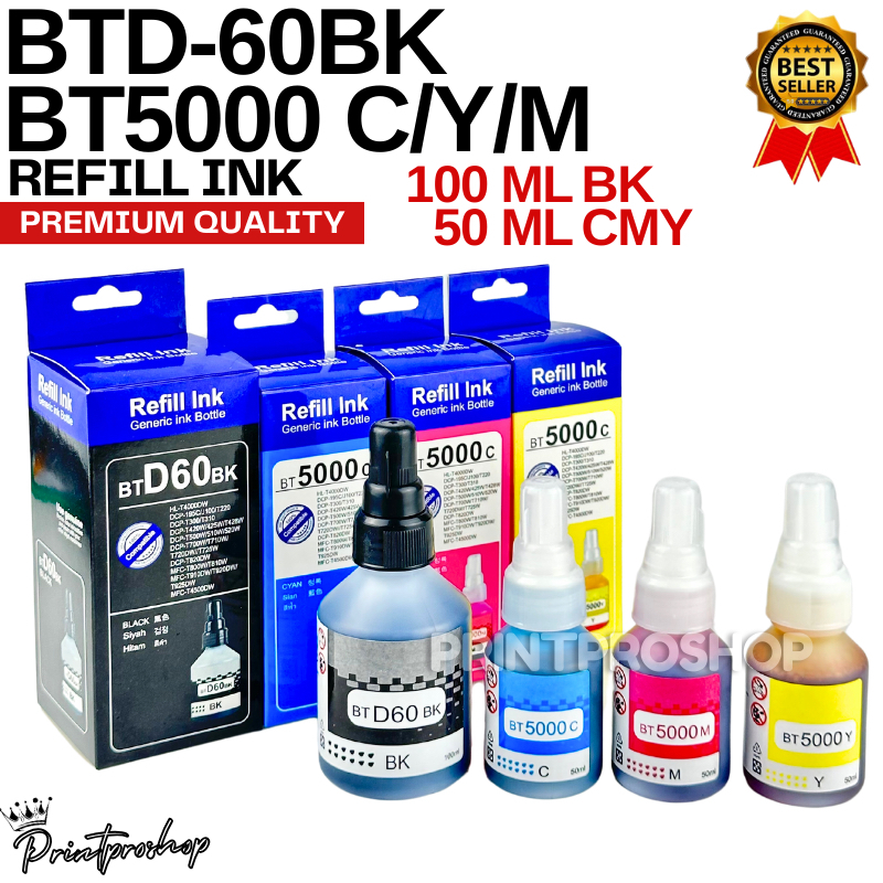 แท้100% Brother หมึก (มีกล่อง)BT-D60BK,เติมหมึก BT5000C/M/Y 4สี DCP-T220 T310 T420W T510W T520W T710W T720W T820W T910W