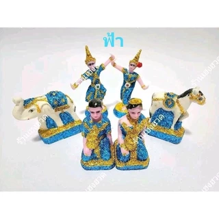 ชุดบริวารศาลพระภูมิ งานสวย นางรำ ช้างม้า ชายหญิง ประดับเกล็ดเพชร มีหลายสี