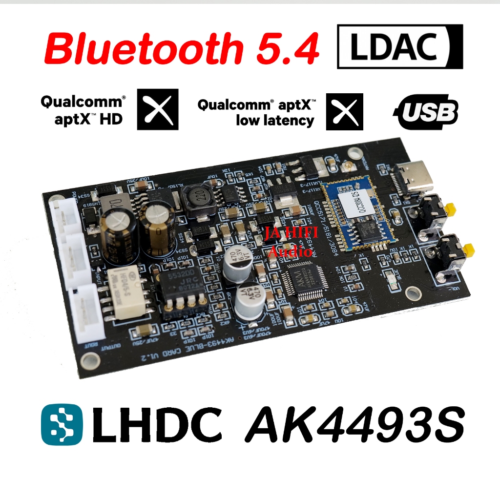 บอร์ดบลูทูธ 5.4 LDAC ตัวรับบลูทูธคุณภาพสูง QCC3084 เสียงดีมาก DAC AK4493 24BIT 96KHz ใหม่