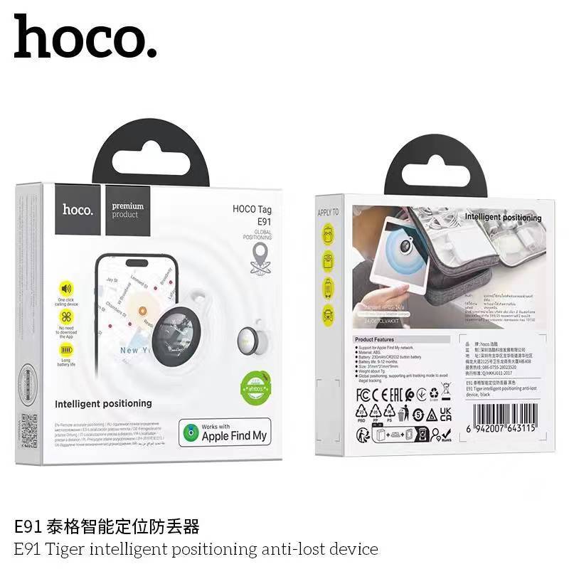 Hoco E91(สีดํา) GPS Apple Find My เครื่องติดตามอัจฉริยะ ค้นหากุญแจ กระเป๋า สัตว์เลี้ยง กันน้ำ