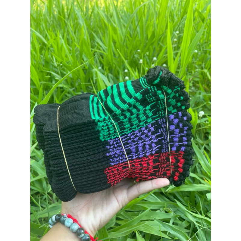 ถุงมือไนล่อนลายขวาง1โหล 12คู่ สินค้าจากโรงงาน