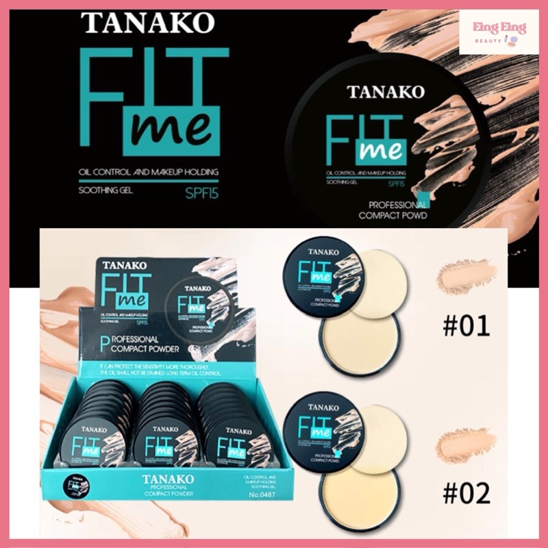 (0487) TANAKO FIT ME Matte Powder SPF15 เเป้งพัฟ กันเเดด ช่วยคุมมัน กันน้ำ กันเหงื่อ ขนาด 20 กรัม