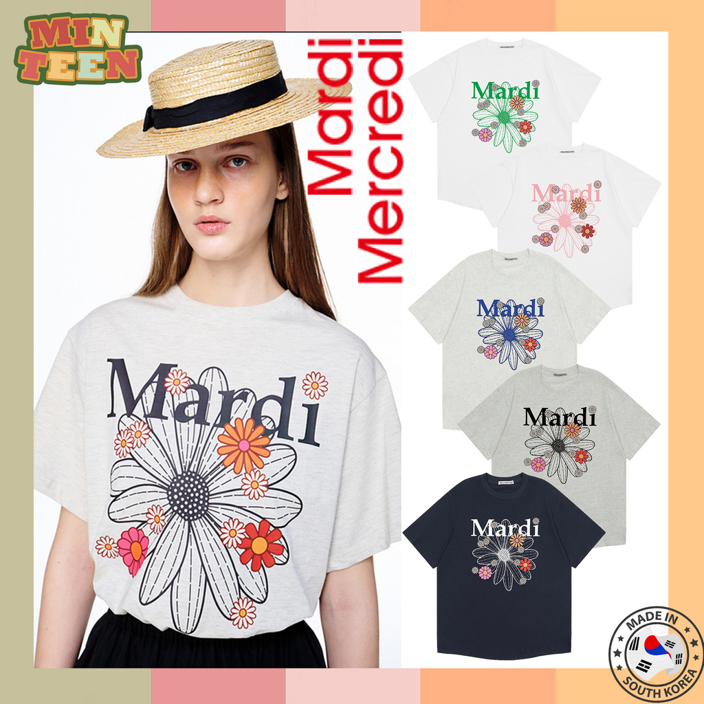 [จัดส่งภายใน 24 ชั่วโมง] Mardi Mercredi Flower Blossom T-shirt นำเข้าจากเกาหลี ของแท้