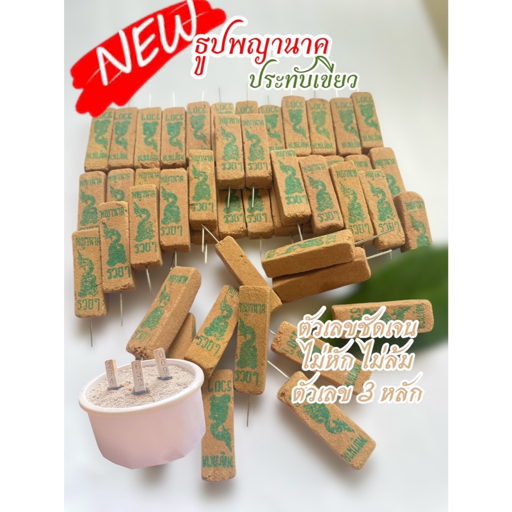 ธูปพญานาคประทับเขียว เลขสามตัวชัดๆ 100 แท่ง พร้อมคาถาบูชา จุดติดง่าย ควันน้อย แม่นๆ จัดส่งพัสดุทุกวัน