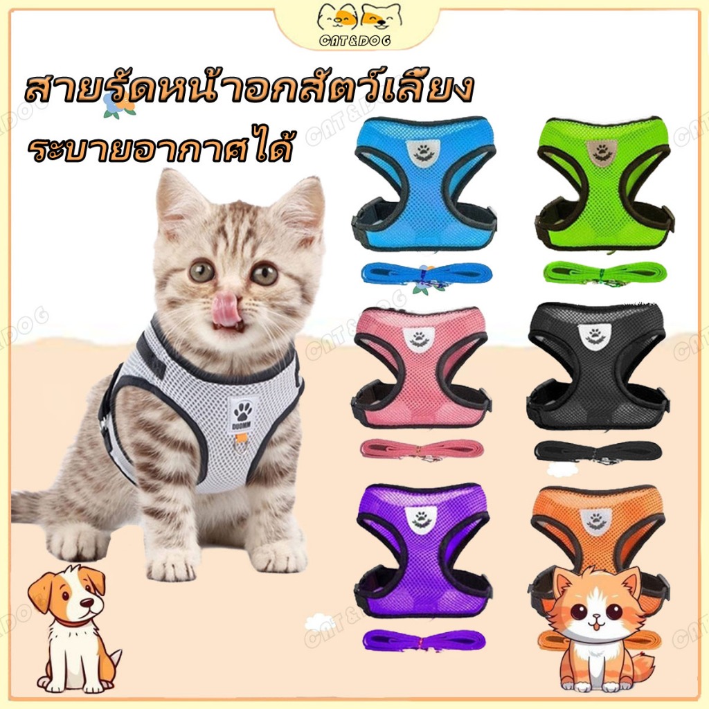 【CAT&DOG】เชือกจูงสุนัขแบบเสื้อ ปลอกคอหมา สายจูงสุนัข สายจูงหมา รัดอกสุนัข เสื้อรัดอกสุนัข หมา สัตว์เลี้ยง ราคาถูก พร้อมส