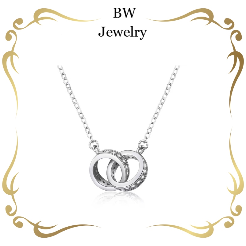 BWjewerly สร้อยคอจี้สองครั้ง แฟชั่นสุภาพสตรีคอ มอบของขวัญแฟนวันวาเลนไทน์