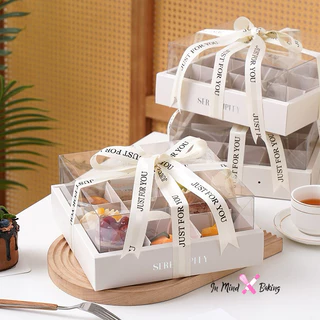 กล่องขนม 9 ช่อง +หน้าต่างฝาใส PVC สุดหรู (แพค5 ใบ,แพค10ใบ)