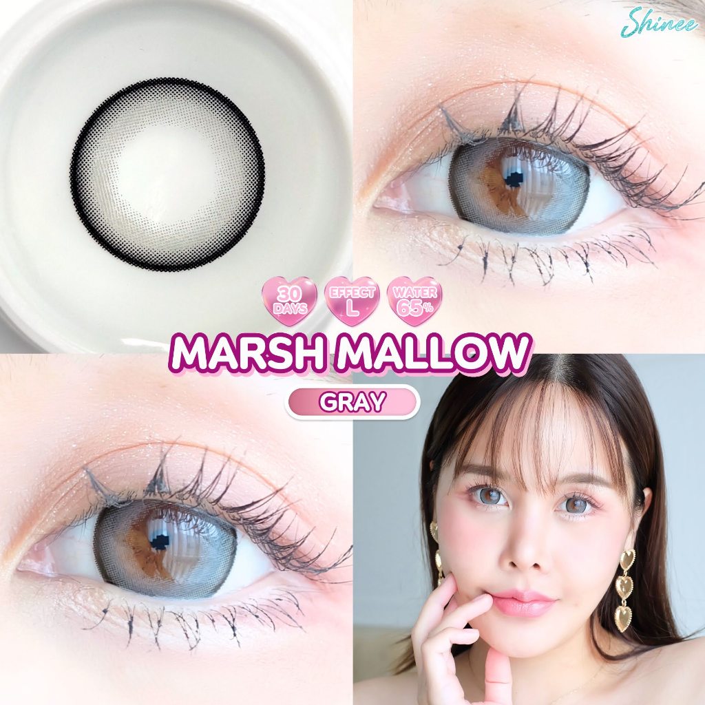 🔥 คอนแทคเลนส์ 💗ขนาดบิ๊กอาย💗 Marsh mallow (Shinee) สี : Brown/Gray