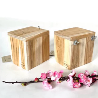 กล่องยืนนอนนก บ้านนอนนกไม้สัก(รุ่น 1 ช่องสีธรรมชาติ)