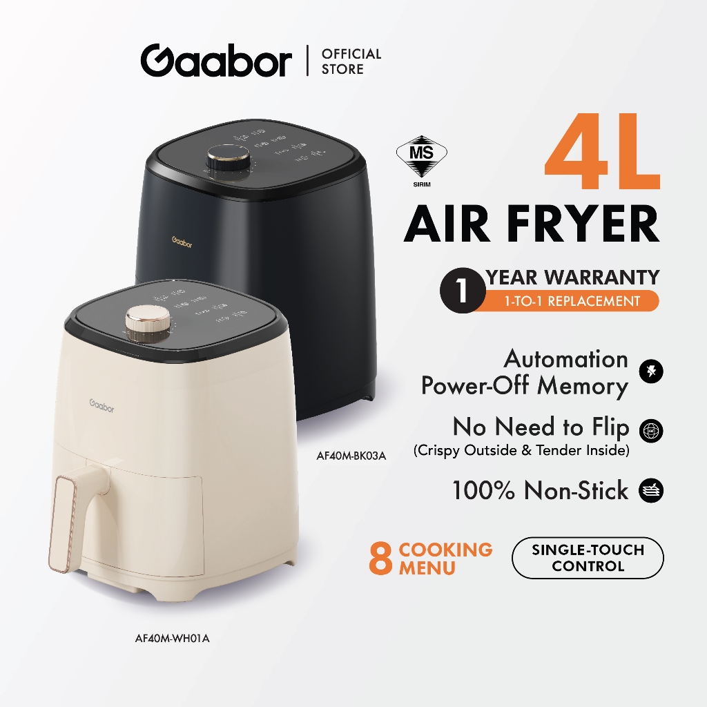 Gaabor AirFryer หม้อทอดไร้น้ำมัน รุ่นใหม่ ใช้ในครัวเรือน ความจุ ระบบสัมผัส มัลติฟังก์ชั่น อบลมร้อน ระบบตัดไฟอัตโนมัติ