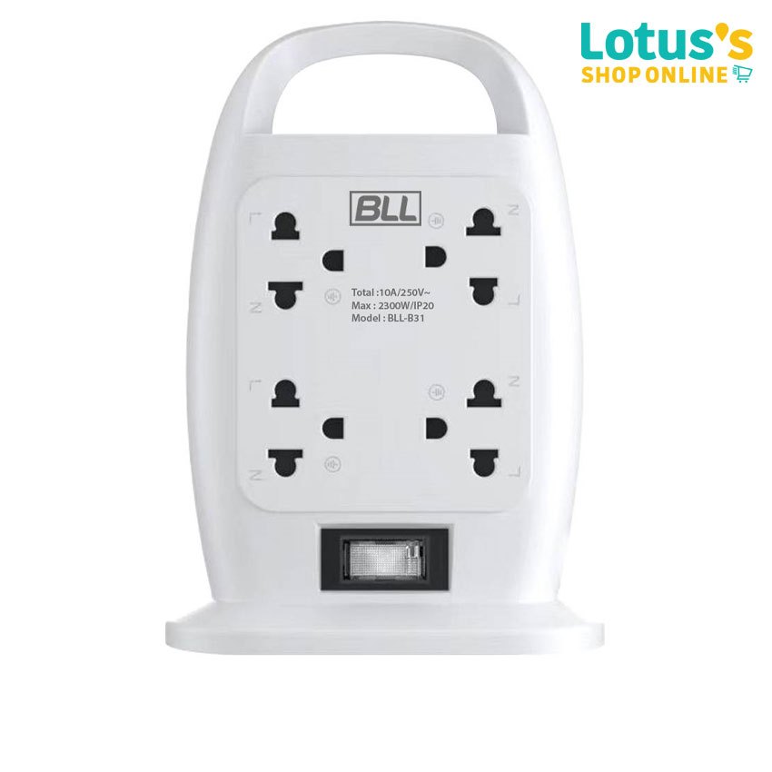 บีแอลแอล ปลั๊กไฟ TOWER 1สวิตซ์ 8ช่อง 3ม. รุ่น B32 BLL PLUG TOWER 1SWITCH 8 SOCKET 3M B32