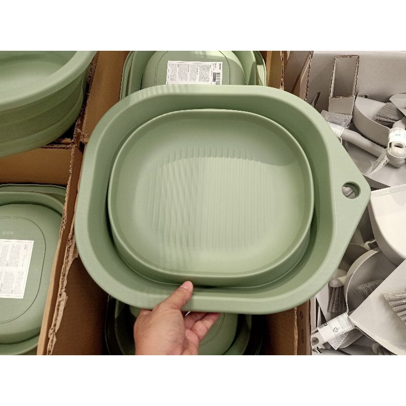 IKEAshopping IKEA PEPPRIG เพปพรีก อ่างซักผ้า, พับได้/เขียว, 10 ลิตร