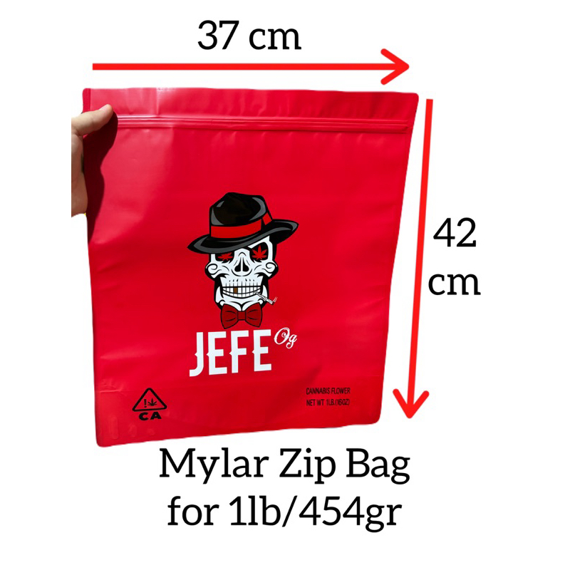 Jefe OG Mylar zip bag size 454 grams / 1 lb