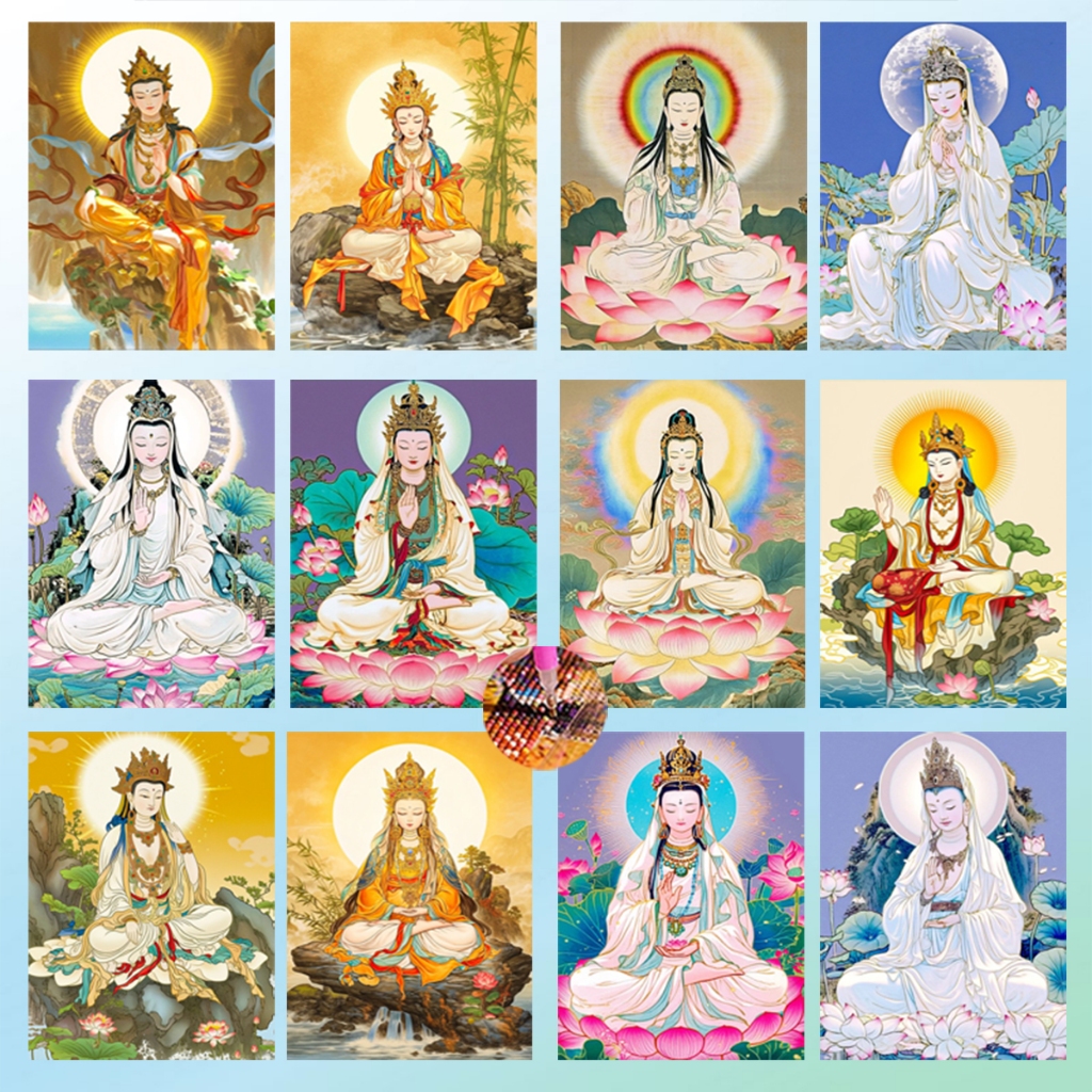 Diamond Painting 5D DIY เจ้าแม่กวนอิม เทพ ศาสนา ครอสติสคริสตัล 5 มิติ ปักครอสติส ภาพติดเพชร 30×40 cm ราคา ถูกที่สุด ดีลบีเคเค รูปภาพหลัก