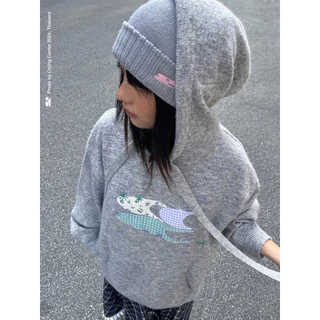 CryingCenter เสื้อสเวตเตอร์/เสื้อฮู้ดดี้ Patchwork Hoodie Sweater