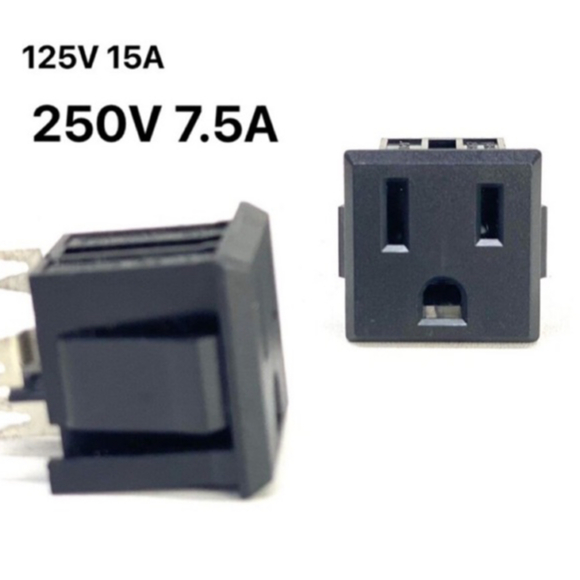ปลั๊กไฟ AC Socket 3 ขา 250V 7.5A EDK Japan | IEC AC Inlet แบบฝัง Panel Mount รุ่น AC-G10 NOS (2 ชิ้น