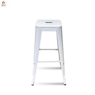 เก้าอี้บาร์เหล็ก ทรงสูง ไม่มีพนักพิง ใช้เปิดร้าน ขนาด41*41*76cm สีสีขาวกับสีดำ