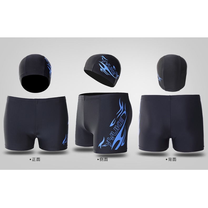 กางเกงว่ายน้ำผู้ชาย บ็อกเซอร์ ชุดว่ายน้ำทรงเพรียวแห้งเร็วขนาดใหญ่สำหรับผู้ใหญ่ ชุดแว่นตาและหมวกy15 - รูปที่ 3