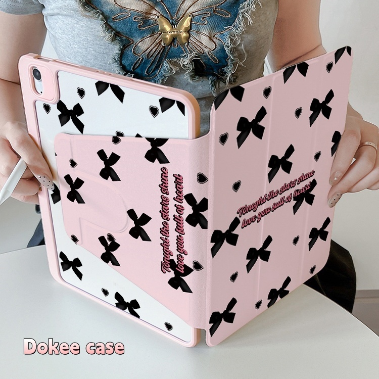 จัดส่งทันที เคสไอแพด bow-knot อะคริลิกหมุนได้ 360 องศา Gen10 Pro11 2024 Air6 11mini7เคสอะคริลิคiPad