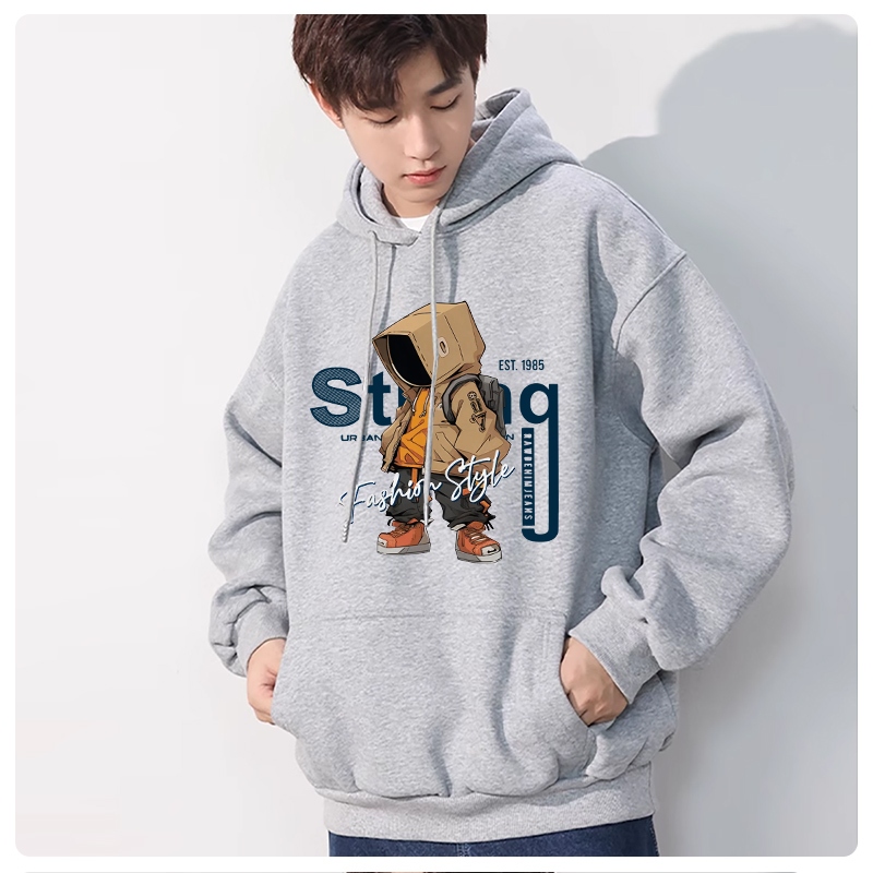 L901เสื้อแขนยาวมีหมวก สำหรับชายและหญิง.ลายแฟชั่นนานาชาติ เสื้อมีกระเป๋าใส่ของได้