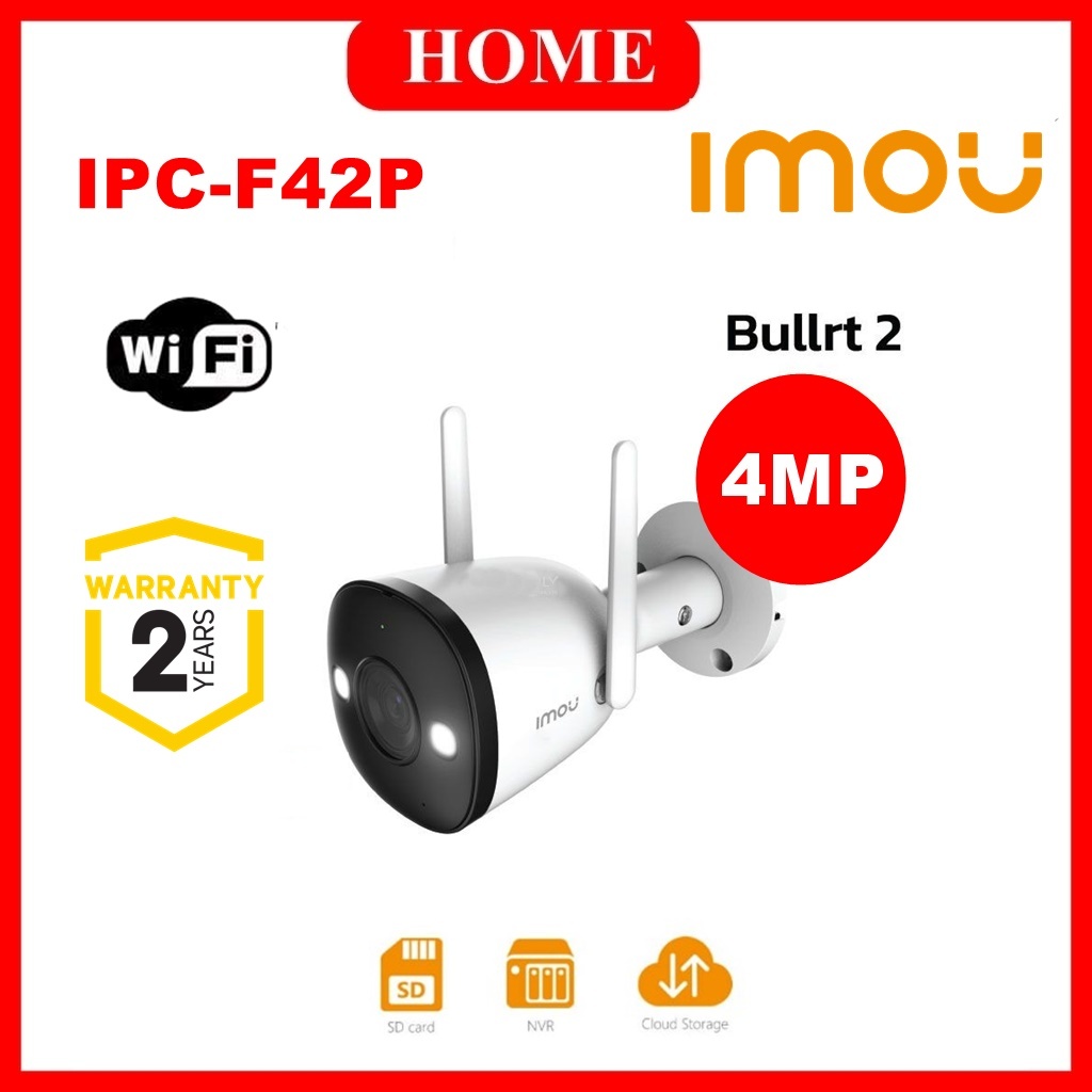 IMOU กล้องวงจรปิด WIFI 4 ล้านพิกเซล รุ่น IPC-F42P-D (3.6 mm.) (Bullet 2C )(Free Adapter)