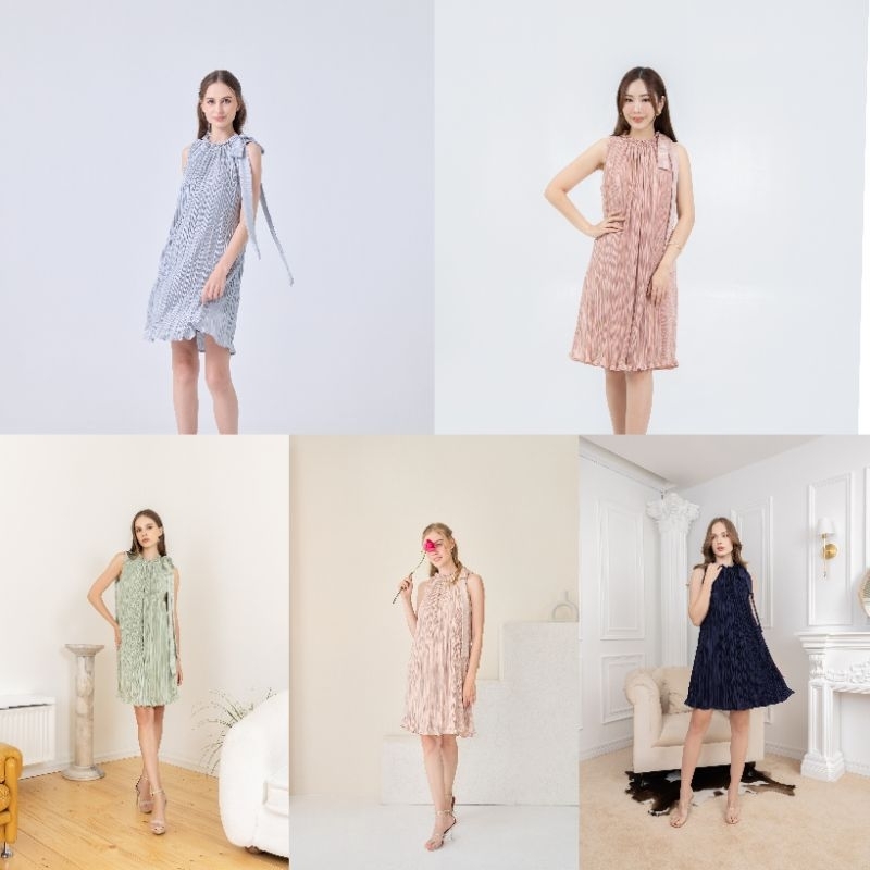 ชุดคลุมท้อง ชุดให้นม ประดับโบว์ที่ไหล่ สามารถเปิดให้นมได้ มีซับในเรียบร้อย