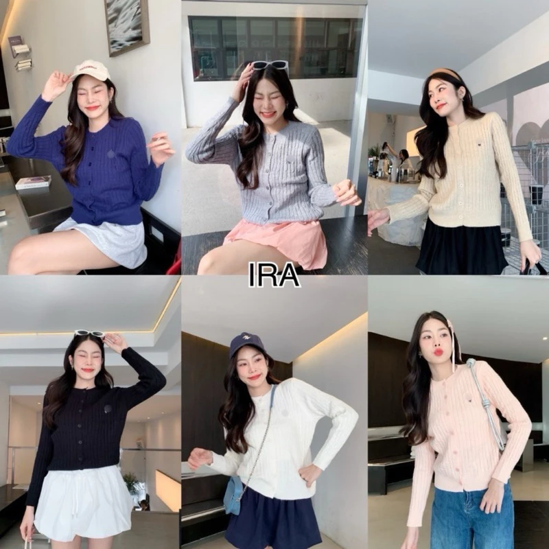 BY IRA 💞พร้อมส่ง💞Cardigan เสื้อคาร์ดิแกน คอกลมผ้าถัก ปักลายม้า ผ้านิ่มฟูไม่คัน