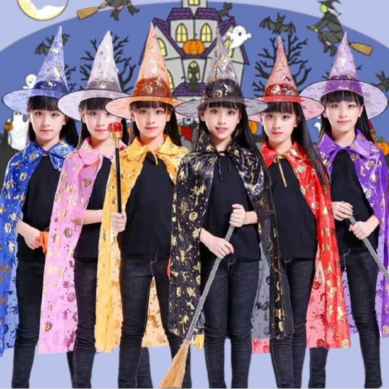 ชุดแม่มดเด็ก ผ้าคลุม+หมวก ฮาโรวีน ep 3