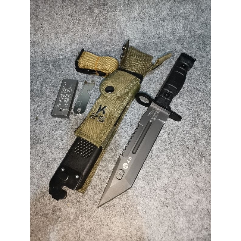 อุปกรณ์​ตั้งแคมป์​เดินป่า​ เหล็กกล้าคาร์บอนสูง 1095​ ปลายทันโตะ​ US Navy SEALs Active Duty Bayonet