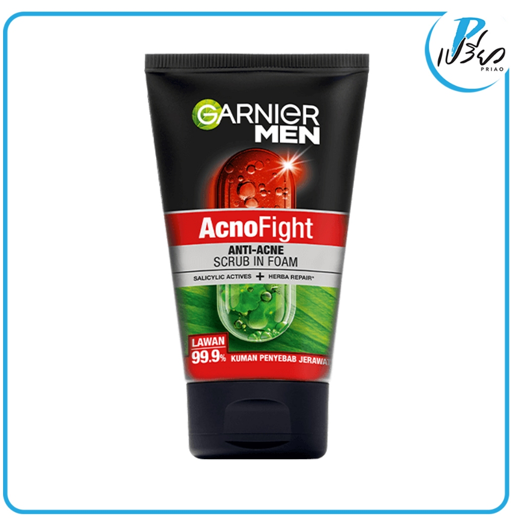 GARNIER การ์นิเย่ เมน แอคโนไฟท์ แอนติ-แอคเน่ สครับ อิน โฟม 100 มล.Garnier Men Acno Fight Anti Acne Scrub In Foam 100 ml.