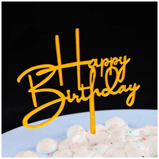 (แพค10 ชิ้น)ป้ายปักเค้ก Happy Birthday อครีลิค มีแบบหลากหลายให้เลือก